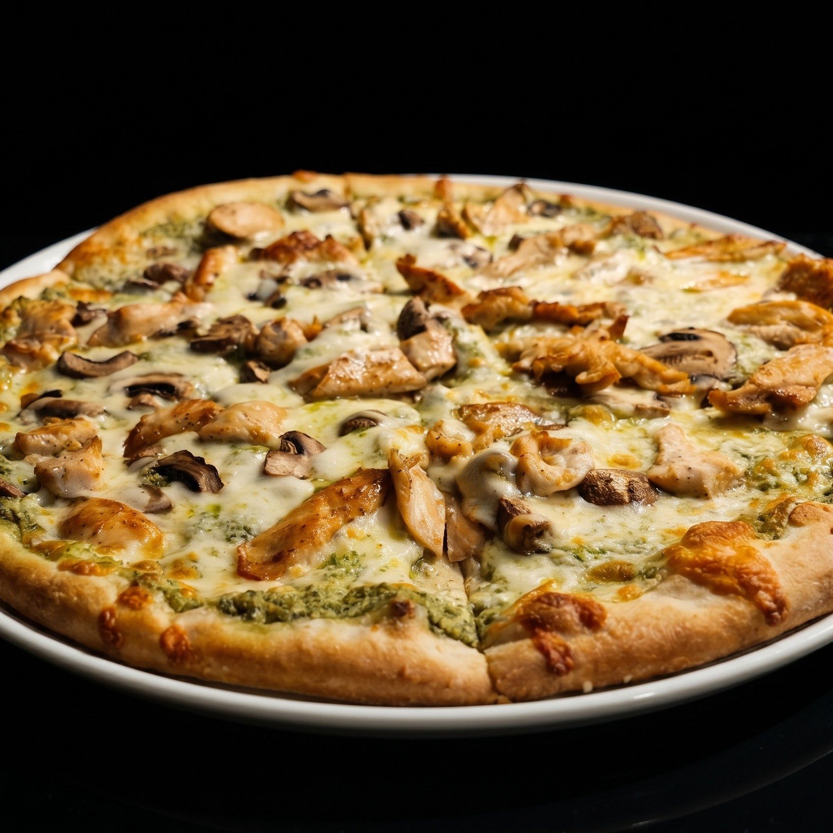 12" GF Crust Chicken Pesto Pizza.