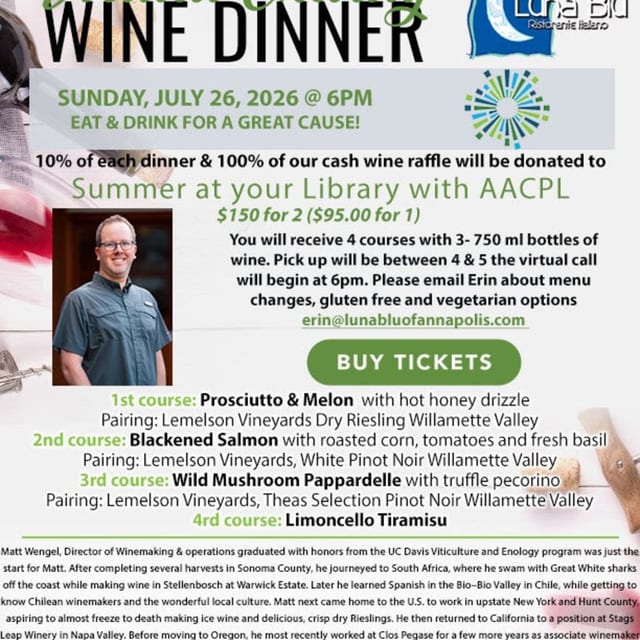 July Virtual Charity Wine Dinner