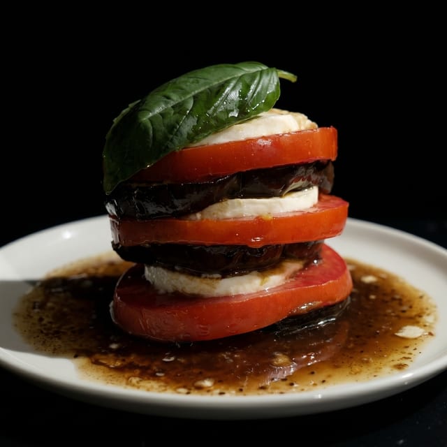 Mozzarella and Eggplant Napoleon.