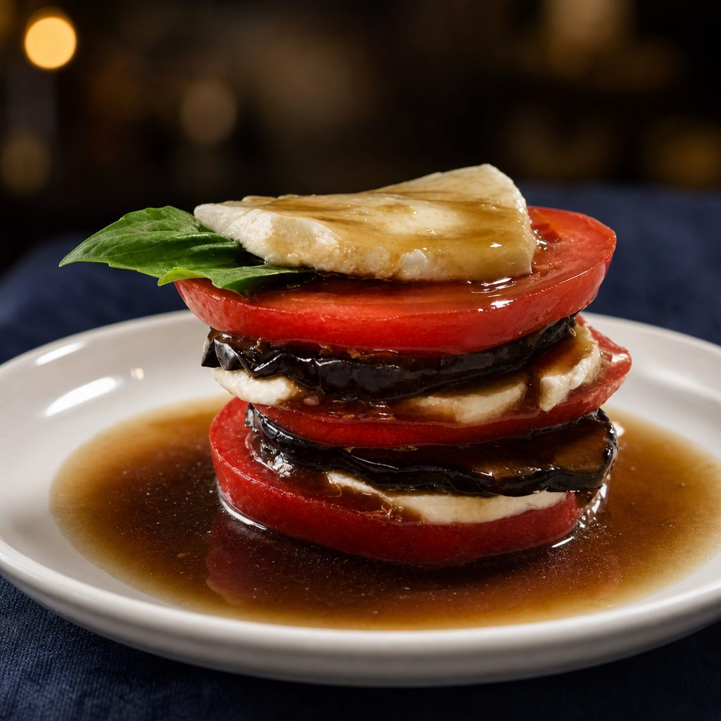 Mozzarella and Eggplant Napoleon.