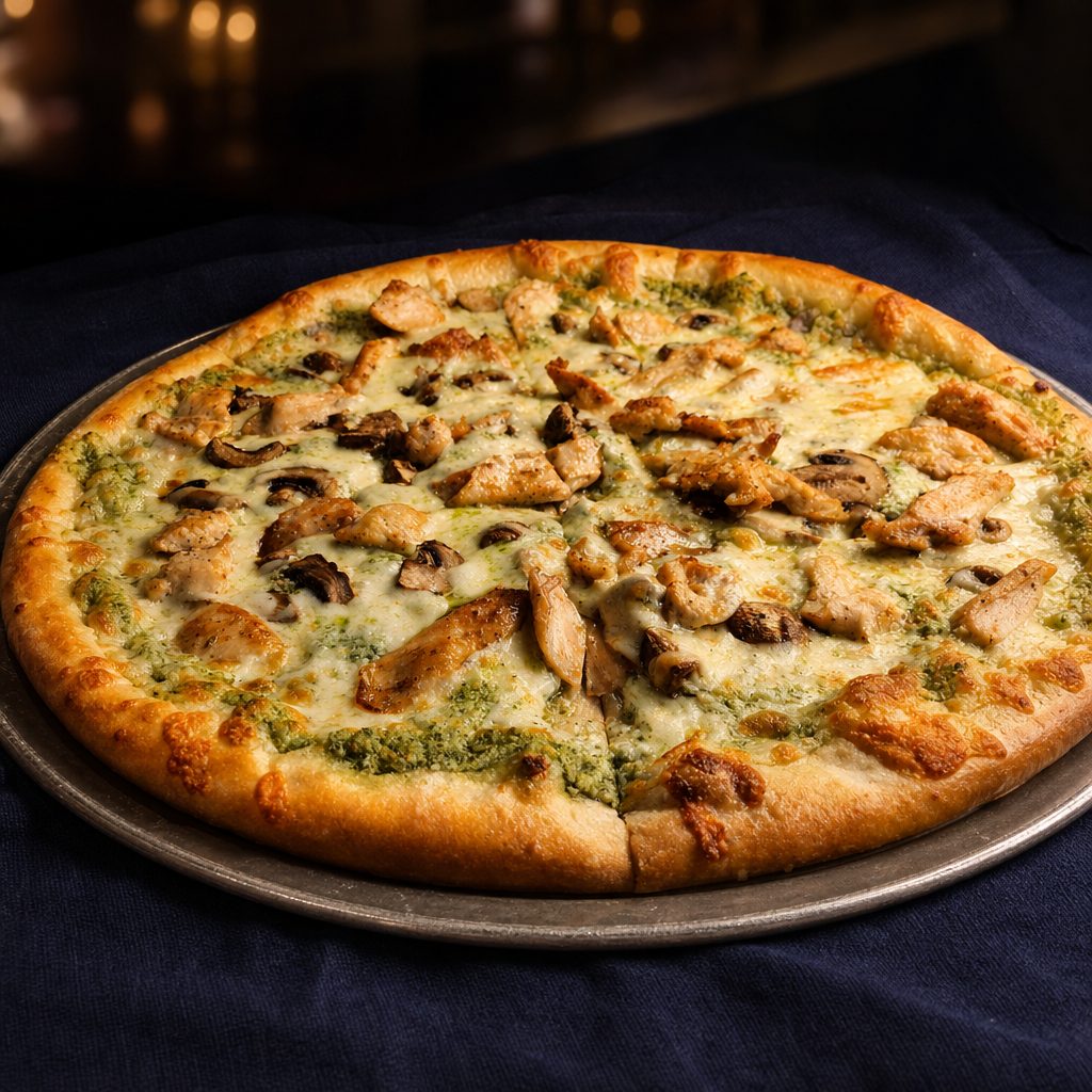 14" Chicken Pesto Pizza.
