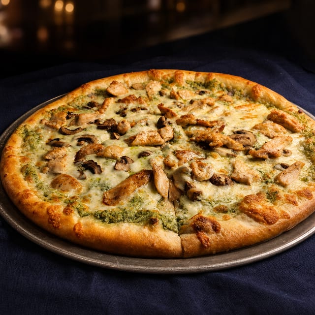 14" Chicken Pesto Pizza.