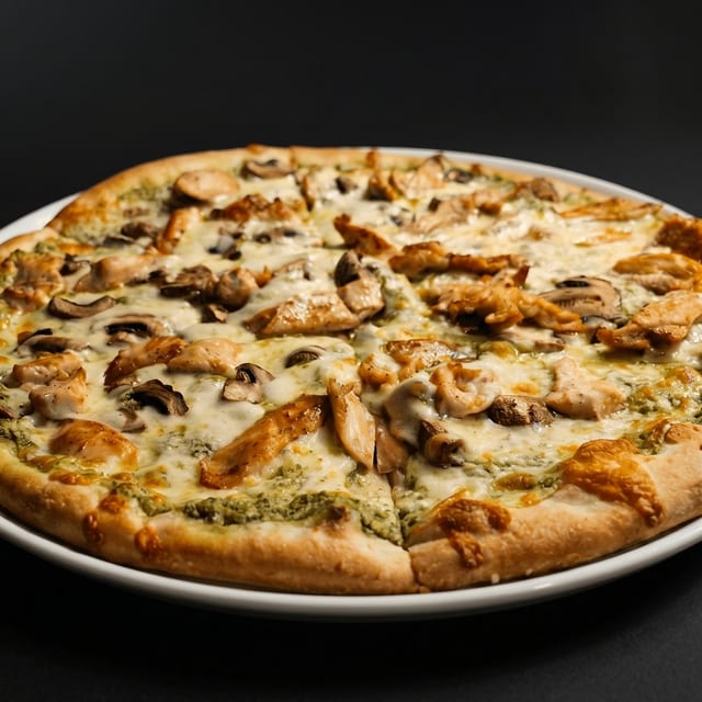 12" GF Crust Chicken Pesto Pizza.